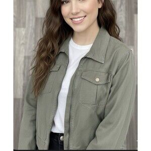 Mossimo Women's Vintage Style Full Zip Long Sleeve Jacket Green Size XL Pockets